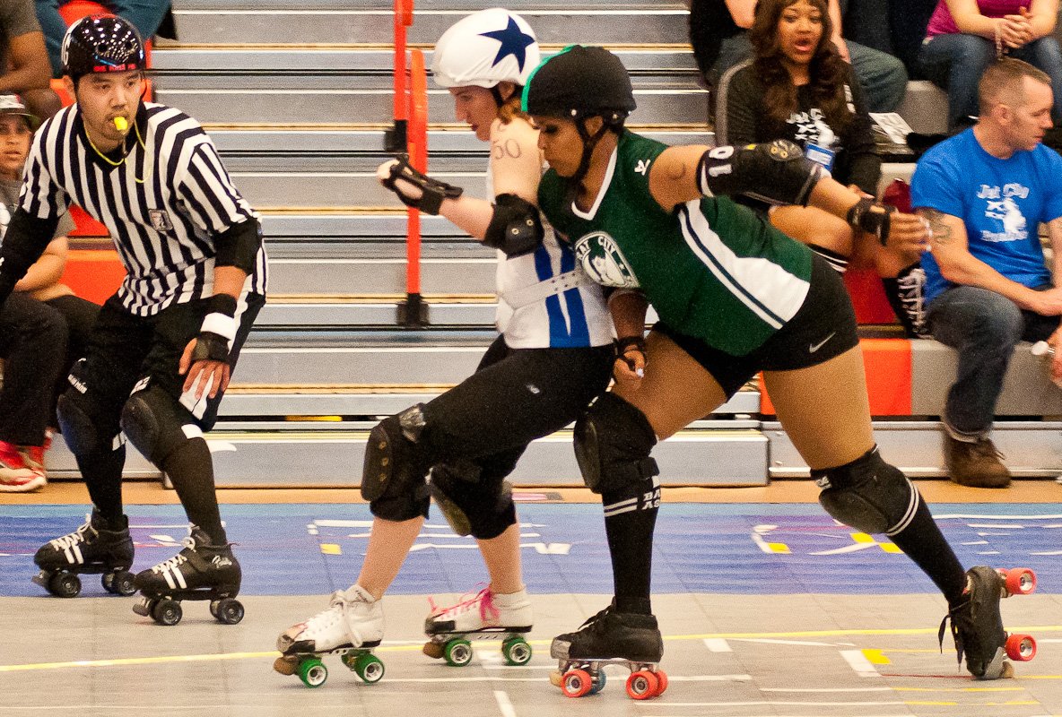 Roller derby in Everett. The first bout - the Jet City B-team vs. Seattle's Rat City B-Team