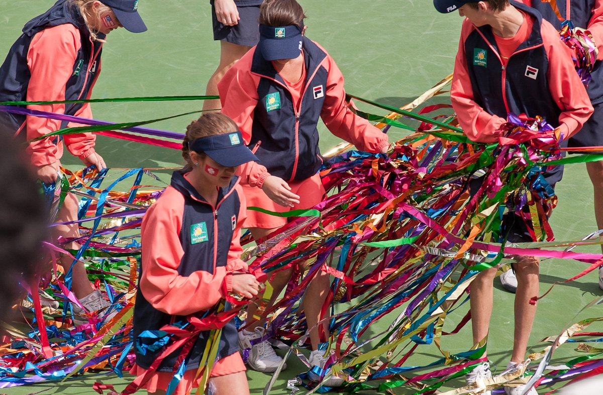 Ballkids clean up 10 miles of non-biodegradable confetti