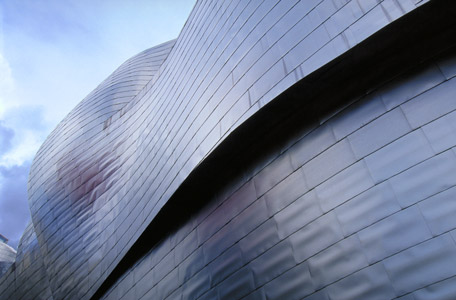 Exterior of the Frank Gehry-designed Gugenheim Museum of Modern Art in Bilbao, Spain.